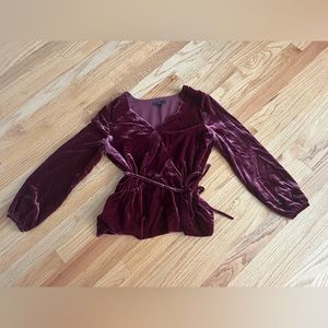 JCrew Velvet Mauve faux wrap blouse